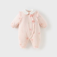 戴维贝拉 新生儿A类连体衣女宝夹棉爬服冬装新年婴儿国风哈衣
