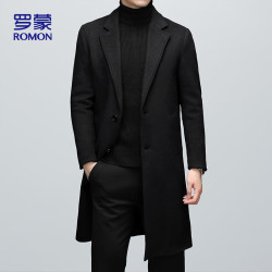 罗蒙 秋冬季羊毛呢外套男士大衣保暖商务休闲潮流夹克防风衣1930黑色XL