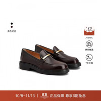 TOD'S 女士礼物皮革乐福鞋 酒红色R810 38码