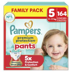 Pampers 帮宝适 高级防护裤 5 号,164 片尿布,11-17 千克,360° 贴合,柔软防漏袖口,提供最佳的舒适性和保护