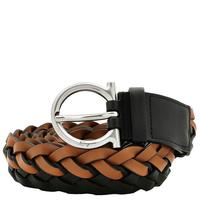 菲拉格慕 Braided Two-Tone Calfskin Gancini Belt