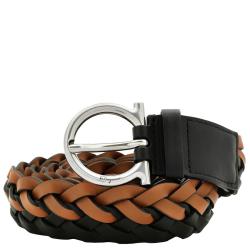 菲拉格慕 Braided Two-Tone Calfskin Gancini Belt