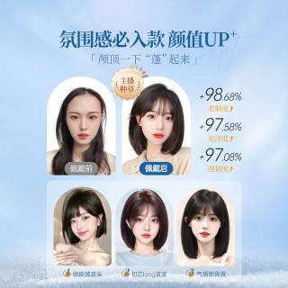 LOUISFERRE 假发全头套女真人发丝递针蕾丝中长发自然光头专用波波头短发假发