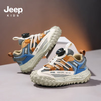 Jeep 2025秋季吉普童鞋皮面儿童舒适软底耐磨运动鞋 黑银 27