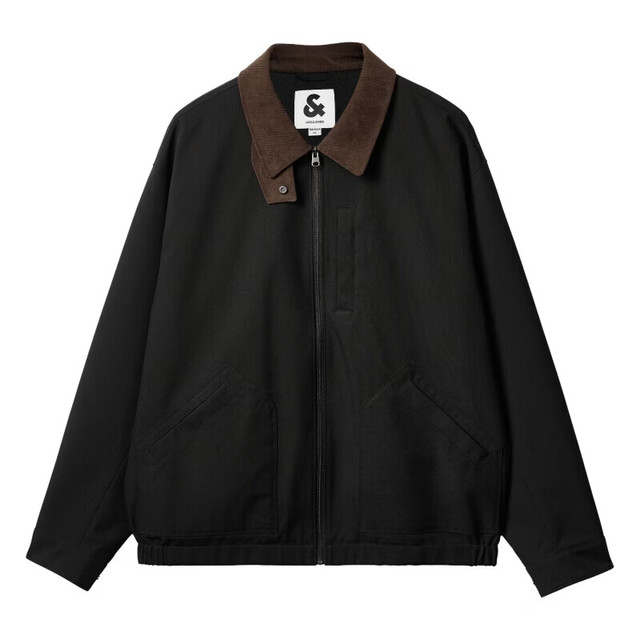 杰克琼斯 秋季新款翻领巴恩风男士外套 E40黑色 常规