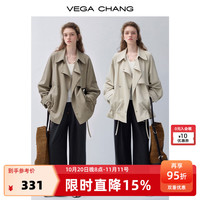 VEGA CHANG 风衣外套女装挺括抗皱2026秋季新款收腰上衣短外套 杏仁米(含抽绳) S