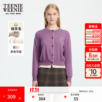 TEENIE WEENIE 小熊女装春秋季假两件圆领毛衣针织开衫 紫色 L