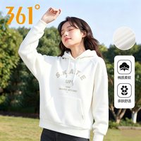 361° 361度白色卫衣女2026春秋季新款连帽外套针织上衣休闲运动服帽衫