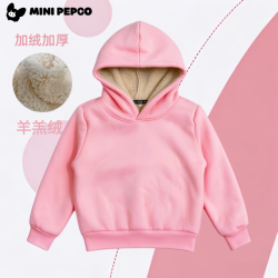 小猪班纳 秋冬新款儿童羊羔绒连帽卫衣保暖