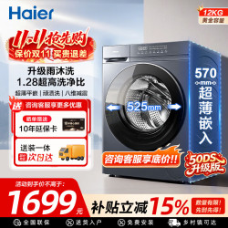 海尔 全自动滚筒洗衣机12公斤单洗XQG120-L50D1