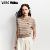 移动端：VERO MODA 针织衫女2026秋冬新款撞色条纹翻领短袖上衣326313038