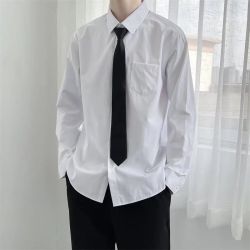 XINIYA TRAVEL xiniya白衬衫男长袖dk制服学生班服学院风休闲百搭白色衬衣潮领带