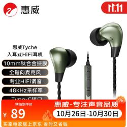 惠威 Tyche耳机 动圈入带全指向麦克风Type-C接口 兼容苹果华为小米等 榄绿