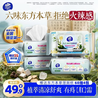 维达 东方本草湿厕纸60片*4包  大尺寸清凉舒缓痔疮配方专用湿纸巾厕纸