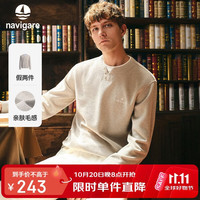 navigare 小帆船2026秋冬新款男士假两件针织衫宽松休闲套头毛衣1345036428