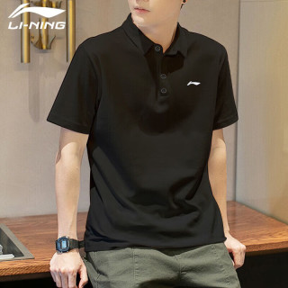 李宁 翻领polo衫男士短袖衣服春夏新款夏季纯棉休闲透气半袖t恤男T