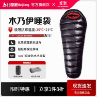 北极狼 羽绒睡袋户外露营徒步登山便携加厚保暖抗寒防泼水 400g/黑色-高充鹅毛木乃伊睡袋