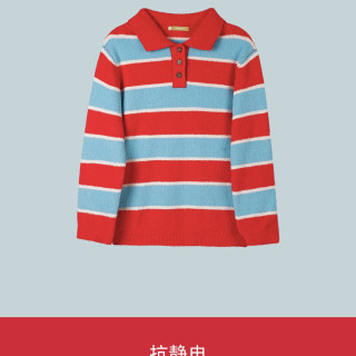 移动端：呦卧秋冬女长袖家居服卫衣情侣加绒撞色条纹POLO衫