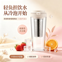 乐扣乐扣 不锈钢滤网凉水壶-1.1L 白色 大肚杯 速冷杯 冷泡茶壶