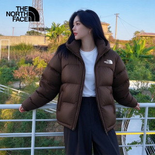 北面 短款羽绒服女700蓬轻量保暖面包服8J6V 棕色/1OI L