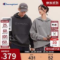 Champion 连帽卫衣男26秋季美式加绒卫衣外套女圆领休闲情侣 铅灰色  2XL