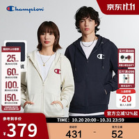 Champion 冠军连帽卫衣男26秋季新款加绒开衫外套女解构拉链上衣 藏青色 XL
