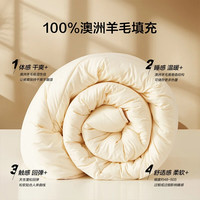 水星家纺 A类100%澳洲羊毛进口冬被加厚(约4-5斤)