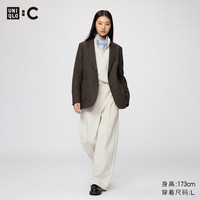 优衣库 运动直筒裤/加长款女装男装合作款/卫裤484854 489671 489671/30浅米色 S