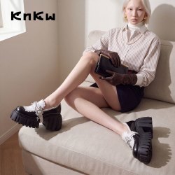 KNKW 星蝶乐步厚底乐福鞋2026新款一脚蹬女鞋法式学院鞋子增高百搭