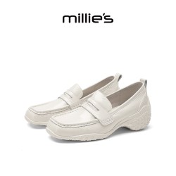 Millie's 英伦复古风黑色漆皮乐福鞋女秋季新款平底通勤单鞋Z