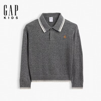 Gap 男幼童小童2026秋新品条纹毛衣针织衫美版000909749 深灰色 90 /52(1-2岁)