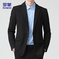 罗蒙 休闲西服男士秋季新款高级感潮流商务修身西装外套男xz15黑色XL