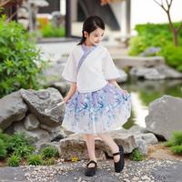 笛莎 女童春秋中大童清凉两件套汉服