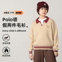 gxg.kids GXG童装春秋儿童毛衣男女童POLO领假两件中大童毛衣上衣