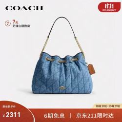 COACH 女士EVELYN手提单肩斜挎包丹宁浅靛蓝色CDC02次日达