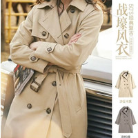马登 战壕风衣 肯辛顿 修身显瘦双排扣翻领 沙丘卡其 M 女士风衣