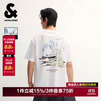 杰克琼斯 杰克·琼斯（JACK&JONES）26年夏季短袖t恤男款纯棉趣味印花透气休闲半袖男装 A06本白色