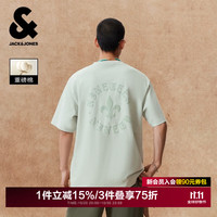 杰克琼斯 杰克·琼斯（JACK&JONES）26年男装夏季T恤新款休闲情侣款立体刺绣罗纹圆领宽松226101110 C57矿物灰