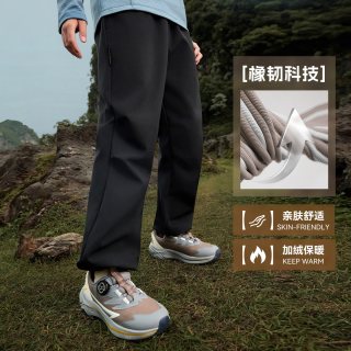 安踏 软壳裤安踏儿童装男童加绒裤子秋冬2026冬季新款休闲工装运动长裤