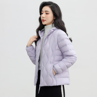 YAYA 鸭鸭轻薄羽绒服短款女连帽长袖修身显瘦防风保暖柔软舒适百搭外套