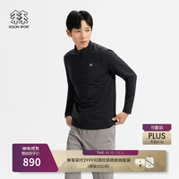 KOLON SPORT 户外休闲衣 男士徒步拉绒半拉链长袖T恤- LHZT6WN073-BK 黑色 L 175/96A