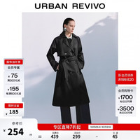UR UR2026秋季新款女装燕麦格雷双排扣腰带风衣外套UWM160077+