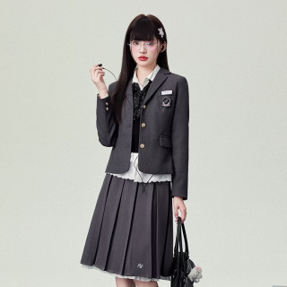 花鈴太太 花铃太太原创正版jk制服格雷系西装外套女高智感学院风徽章