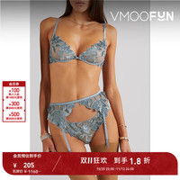 Fleur du Mal 女刺绣绢网吊袜腰带 蓝色1