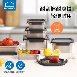 乐扣乐扣 本色食品级不锈钢保鲜盒饭盒密封冰箱收纳水果餐盒洗碗机可用1.2L