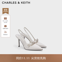 CHARLES & KEITH CHARLES&KEITH25春季缎面蝴蝶结尖头高跟凉鞋女CK1-60361556 Light Grey浅灰色 36