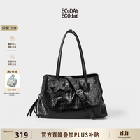 ECODAY 原创设计夹心包女包2026大容量托特包通勤包出游旅行包女生日礼物 釉黑色 小号 实用走心送女生礼物