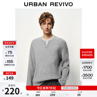 UR UR2026秋季新款男装燕麦格雷撞色假两件坑条针织衫