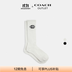 COACH 奥莱男女同款SOHO小腿袜 袜子 粉笔白色