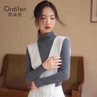 欧迪芬 女士无痕打底衫  高领-烟灰色